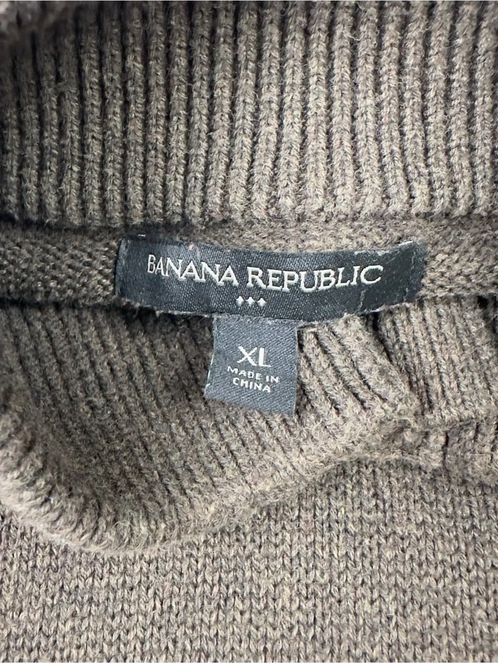 Banana Republic Mens Pullover Sweater Brown Buttons Pockets Mock Collar Size XL